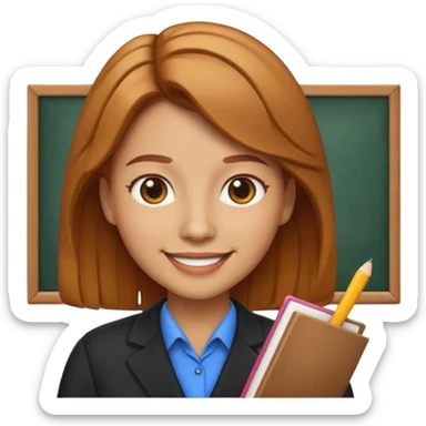 teacher emoji caramel hair light skin sticker