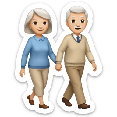 elderly couple walking sticker