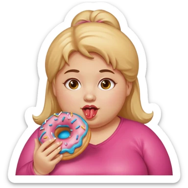 fat girl eating donuts sticker