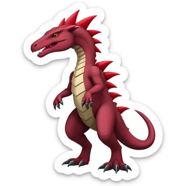 Badass black and red salazzle-tyranitar-hybrid, full body sticker