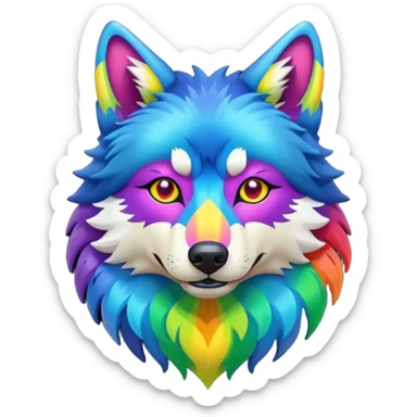 rainbow colored wolf sticker