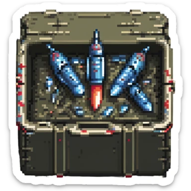 A military box filled with combat missiles sticker