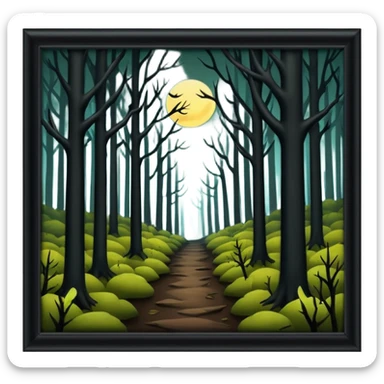 a dark, scary forest outside the fence sticker