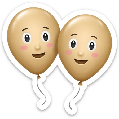 Two beige balloons left up, right down sticker