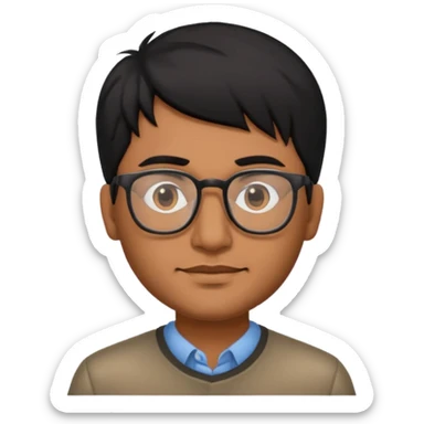 Indian man with black hair and glasses  sticker