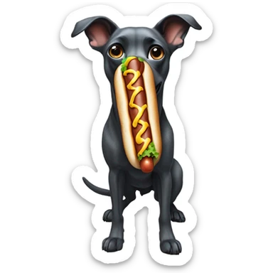 Un perro alienígena con un hot dog sticker