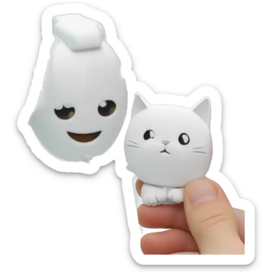 A red-bearded cat engineer in a lab coat holds a white piece of paper next to a 3d printer. sticker