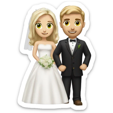 Blonde bride green eyes. Brown hair groom brown eyes Caucasian  sticker