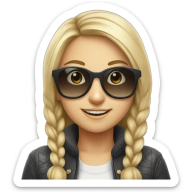 Smiling Slavic Girl Face with Sunglasses looking cool sticker