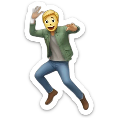 Guy jumping Out of a window sticker