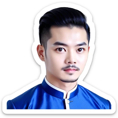 Nam 15 tuổi, da trắng, tóc under cut màu xanh lá cây vuốt ngược ra sau, áo khoác cao cổ da màu đen, đeo khuyên tai màu bạc sticker