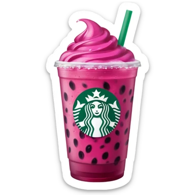 Starbucks dark pink dragonfruit refresher. no swirl on top. starbucks logo. sticker