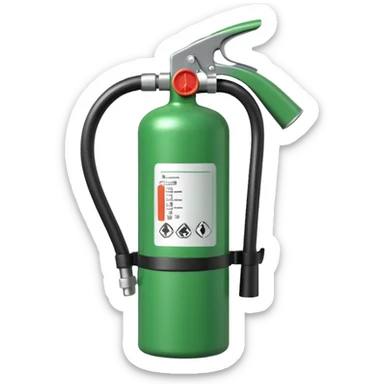 green fire extinguisher with foam coming out sticker