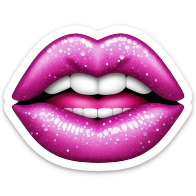 glitter pink mark of lipstick kiss sticker