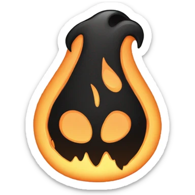 Black flame orange heart sticker