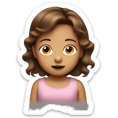 Brown hair baby girl watching a movie on a big screen sticker