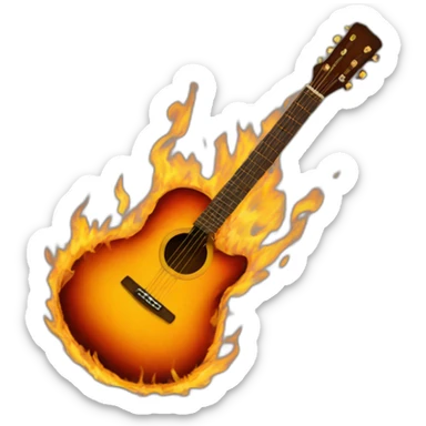 burning guitar acoustic sticker
