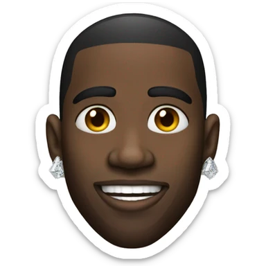 black man with a temp fade and diamond stud earrings in his ear sticker