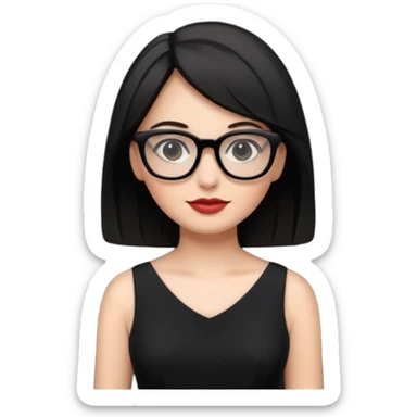 black glasses and black dresses woman sticker