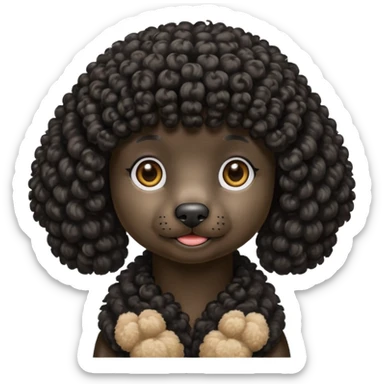 black poodle, round face sticker