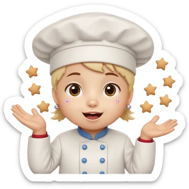 oso Carita feliz

Mejillas rosadas

Sprinkles en forma de estrellitas

Patitas pequeñas y redonditas

Un gorrito de chef mini

Expresiones cambiantes (feliz, sorprendido, emocionado) sticker