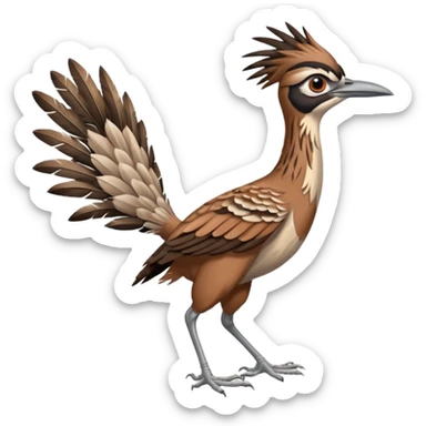 realistic roadrunner bird emoji, running with long feathered tail pointed down and back sticker