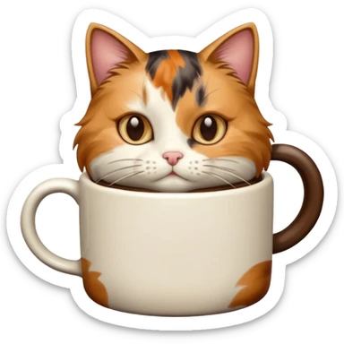 a cat drinking coffee sticker