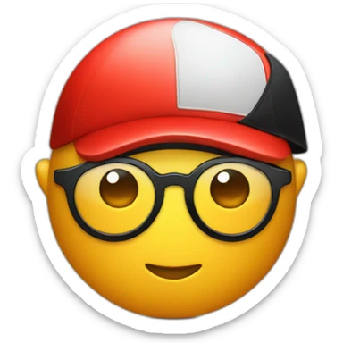 ball with a red cap with a black brim no mouth round glasses sticker