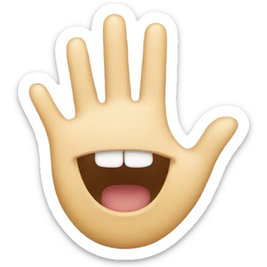 smile and closing  mouth by hand emoji sticker