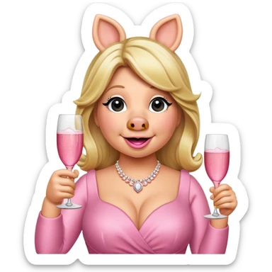miss piggy pink champagne cheers  sticker