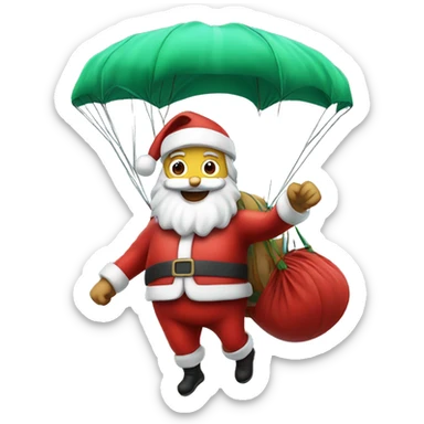 Santa with a parachute  sticker