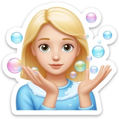 Closeup dainty hands foaming soap bubbles sticker