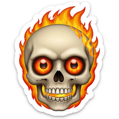 Skull eyes on fire sticker