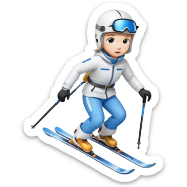 An angel on skis going down a hill sticker