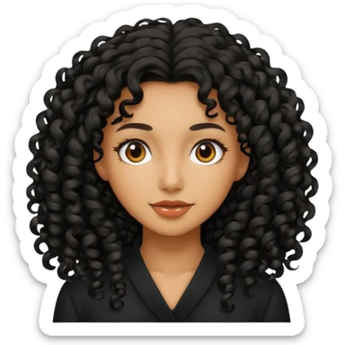 Mujer morena pelo negro rizado largo sticker