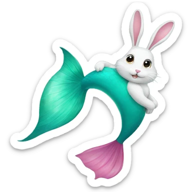bunny swimming with a mermaid tail sticker