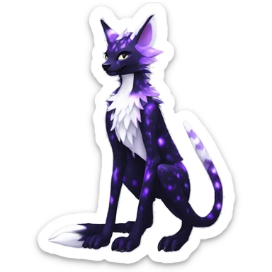 Epic Edgy Black White Purple ethereal eldritch Sergal-shiny sparkle starry Serval-Fionbri full body sticker