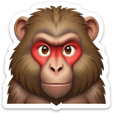 Cinematic Noble Baboon Portrait Emoji, Poised and regal, with a robust, muscular build and a richly textured Fur of earthy browns, deep-set soulful eyes with a mischievous glint, Simplified yet sharp and sophisticated features, highly detailed, glowing with a warm, dignified glow, high shine, intelligent and bold, stylized with an air of untamed urban majesty, focused and attentive, soft glowing outline, capturing the essence of a watchful and confident primate, so majestic it feels as though it could stride out of the screen with effortless authority! sticker