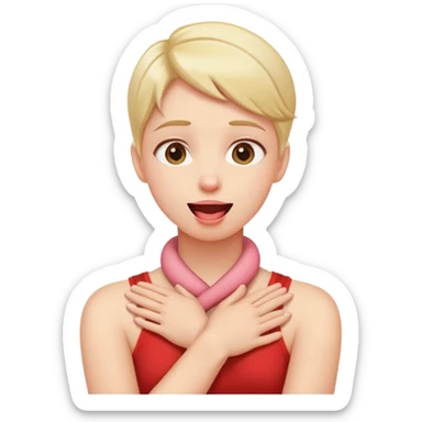 Arms crossed while hands around neck with tounge out sticker