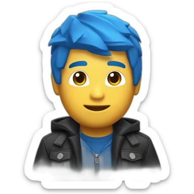 personaje de roblox rubio con chaqueta azul  sticker