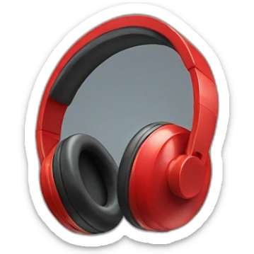 red headphones with microphone sticker