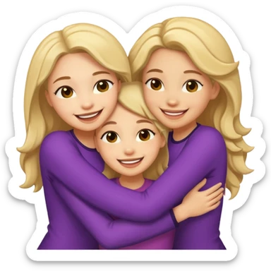 Three light skin girls hugging sticker