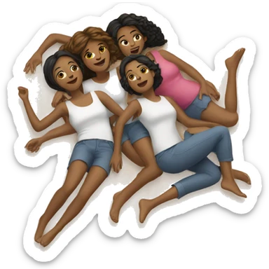 Three Women laying on the ground  sticker