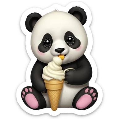 Panda eating ice cream sticker