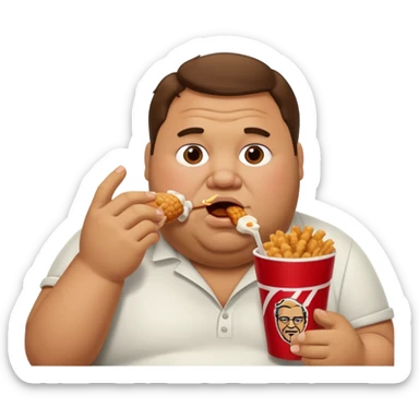 A fat guy eating kfc  sticker