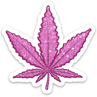pink sparkly marijuana leaf sticker