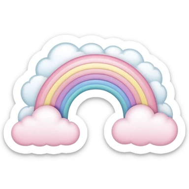 pastel pink rainbow arch with fluffy clouds sticker