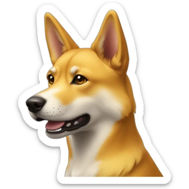 Yellow dog that looks like a mix of dingo and fox sticker