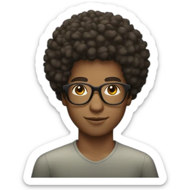 Young man with afro hair and glasses  sticker