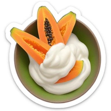 papaya slices with white milk powder as topping on a bowl sticker